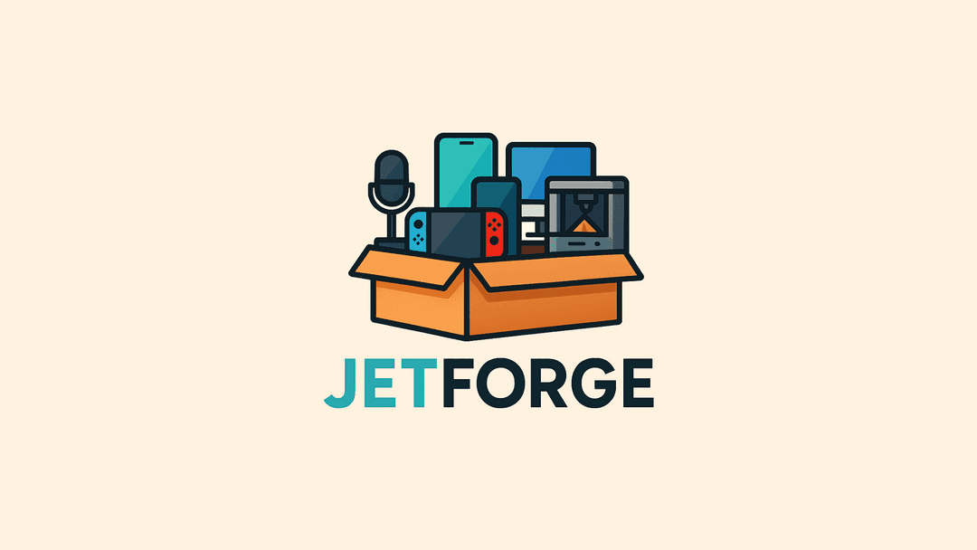 Jetforge logo — open box filled with tech gadgets